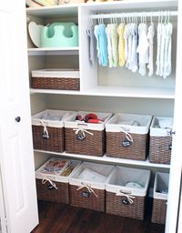 nursery closet organization. I love love love being organized.... So I shall have to do this.