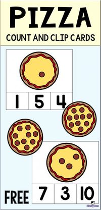 FREE Pizza Count and Clip Cards | Yummy pizza for learning counting? Oh that will be loads of fun! These Pizza Count and Clip Cards will help your students to count from 1-10. Great for Preschool, PreK and Kindergarten. Perfect for independent use. #SummerPreschool #kindergarten#PreschoolMath #PreschoolActivities #KidsLearning #Preschool #PreschoolThemes #mathcenter #kindergarten #homeschooling #math #busybags