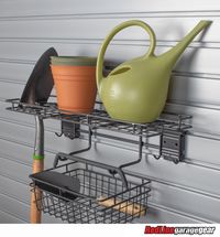 With the Garden Center slat wall accessory you can get all of your gardening tools and equipment stored together in one place on the wall. Forget rummaging through piles of clutter to find your hand shovels, one of your gardening gloves, or that packet of seeds leftover from last season. This accessory also comes equipped with a detachable basket you can use to take your gardening supplies from the garage to the garden.