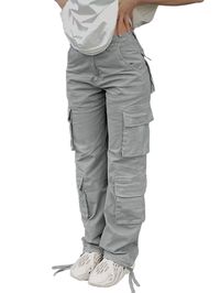 PRICES MAY VARY. 【MATERIAL】Cargo pants for women baggy y2k, made of 100% viscose—a soft premium fabric that is semi-stretch, lightweight , comfortable, and breathable for wear in all seasons. 【FEATURES】Fashion y2k straight wide leg baggy pants with a high-rise, straight leg design, featuring a concealed zipper for easy opening and closing. Designed with practical pockets and a loose fit for maximum freedom, they are both trendy and fashionable. 【MATCH】These women's casual cargo pants boast a smo