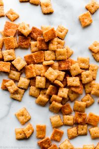 Who knew homemade cheese crackers were so easy to make? You only need 6 ingredients and I recommend using a quality sharp cheddar cheese.