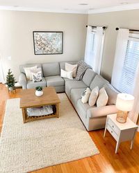 Small Gray Sectional Couch With White End Table - Soul & Lane