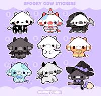 Spooky Cow Stickers Vinyl Sticker- Stickers - Cute - Dec #VinylStickers