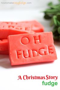 A Christmas Story FUDGE recipe: Fun "soap" fudge for A Christmas Story party. Microwave, just a few ingredients, easy fudge recipe. #AChristmasStory #Christmasparty #soap #fudge #easyfudgerecipe #Christmasfudge #nobake #Christmasdessert #microwavefudge