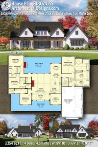 House Plan 818074JSS gives you 3200 square feet of living space with 4 bedrooms and 4.5 baths