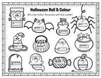 Halloween Roll & Colour Cover - Subitizing Math Game Dice 1-6 Pumpkin