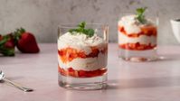 Layered with softly whipped cream, yogurt, and lemon, this strawberry and elderflower fool makes a light and refreshing dessert for summer barbecues and beyond.