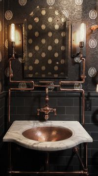 Steampunk Bathroom: Click through for details on how to get the look.