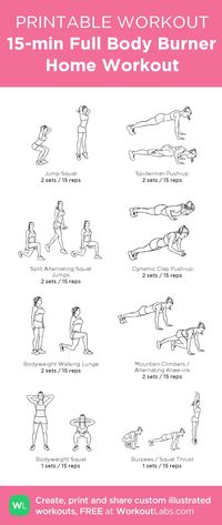 Printable 15 minute full body burner home workout plan