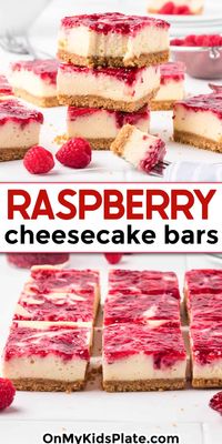 Sweet raspberry swirled in a creamy cheesecake bar, this decadent treat always feels extra special for dessert!