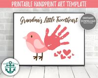 Valentine's Day Handprint Craft Grandma's Little Tweetheart Printable Handprint Art Keepsake Kids Hand Print Card Mother's Day Grandma Gift