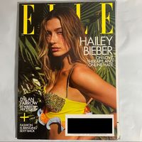 Elle Magazine April 2021 Hailey Bieber - On Love, Therapy, And Online Hate Dylan Farrow Rewrites Her Story Fashion Is Bringing Sexy Back Address Label Printed On Magazine