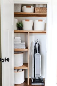 Turn that unused, messy closet into a beautiful organized space. Optimize your closet's storage potential by easily adding wood closet shelves that are completely customizable for your needs.