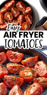 Air fryer roasted tomatoes are the perfect quick and easy side dish! Juicy, ripe tomatoes, with a touch of olive oil and your favorite herbs, roasted to perfection in your air fryer. Whether you’re tossing them with pasta, layering them on a pizza, or just popping them straight into your mouth (no judgment here!), these air fried tomatoes add a burst of sweet, savory flavor to any dish.