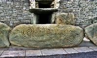 The triskelion or” triskele” is also known as the tri-spiral or “Spiral of Life.” The three spirals in the triskelion are interconnected with no open ends thus creating one continuous line. Each spiral turns in the same direction. This symbol is found on many ancient carvings, the most famous of which is Newgrange in County Meath, Ireland, which dates back to 2500 BC. The symbol is carved into the rock at the main entrance. It is one of the most famous stones in Megalithic art.