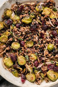 This crispy wild rice pilaf is the perfect side dish for when you want stuffing but without the bread! It's gluten-free.