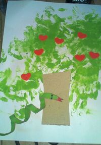 Adam and eve toddler craft  Use red Pom poms for apples