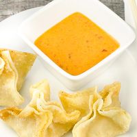 Homemade Bang Bang Sauce - A zesty sauce made with mayo, Sriracha sauce, and other spices which is excellent with shrimp rangoons.