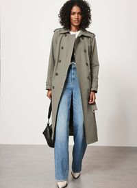 Khaki Cotton Trench Coat – Mint Velvet