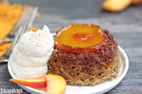 Pineapple WHO? These Peach Upside-Down Cakes are delicious spiced cakes topped with juicy caramelized peaches. Try them warm with ice cream or whipped cream!