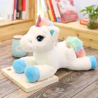 Available in two different colors and 3 different sizes, these Plush Stuffed Unicorn Toys are super cute and extra cuddly. Bound to become your magical new best friend, their lovable eyes and colorful rainbow hair will make a welcome addition any home. Unicorn Toy Details: Animals: unicorn Material: Plush Item Type: Animals color: blue,pink size: 40cm 60cm 80cm