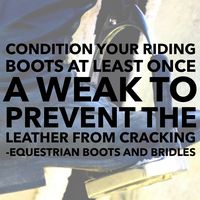 If you want your riding boots to last forever, you need to wipe them down to get the dirt and grime off after every ride and wipe them down with a leather conditioner every week! This rehydrates them and prevents the leather from drying out and cracking 💯