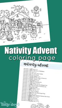 Print up this free Nativity Advent Coloring Page for your kids to fill in this Christmas. They'll love this printable nativity advent calendar!