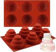 AmazonSmile: Mity rain 6 Cavities Mini 3 Tier Cake Silicone Pan - Multi Tiered Cupcake Mold DIY Round Cupcake Pudding Cookie Chocolate Baking Pan Nonstick Home Made Baking (Set of 2): Home & Kitchen