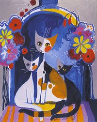 "Mama Cat with her Children" par Rosina Wachtmeister