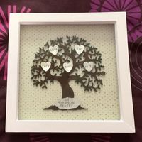 #Personalised #woodenFamilyTreewithframe, #stampedmetalhearts, #personalisedfamilytree, #homedecor, #walldecor, #familygift