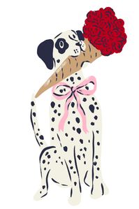 This adorable illustrated Dog by Krissy Mast Art is perfect for valentines day and is available for licensing.