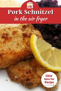 This wunderbar schnitzel is just like what your Oma used to make, but made quick and deliciously in the handy air fryer! This is so comparable to the traditional German schnitzel! For the full recipe, see https://www.quick-german-recipes.com/air-fryer-pork-schnitzel.html