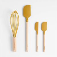 Crate & Barrel Yellow Silicone and Wood Utensils | Crate & Barrel