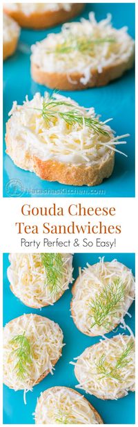 Keep this in your party recipes arsenal! Gouda Cheese Tea Sandwiches (Only 4 ingredients!) @natashaskitchen