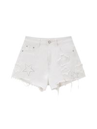 Details: Denim shorts in white Frayed edges Dramatic distressing throughout Five-pocket styling Frayed star across Materials & Care: 100% Cotton Machine wash | Dry clean Do not bleach Size & Fit: Model is 5'7", Bust 32, Waist 24, Hips 35, wearing a size S *This item is final sale* Item #: LL2DP12