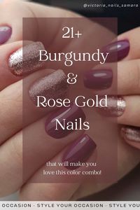 Looking for elegant burgundy nails with designs or glitter? You’ll love this list of burgundy and rose gold nails for every day wear or a special occasion. There’s short and simple almond nails, extravagant acrylic manicures with rose gold foil, glittery French tips, and everything in between!