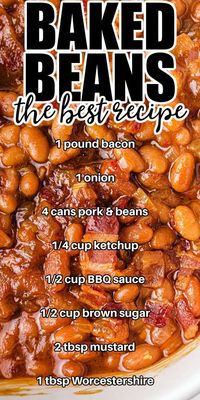 This baked beans recipe gives you an easy way to make flavorful baked beans in the oven, using classic ingredients like BBQ sauce and bacon. The sweet and smoky flavor is so good it’ll taste like they were made completely from scratch! #EasyBakedBeans #QuickRecipes #SimpleCooking #DeliciousBeans