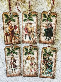 (6) Tags Christmas Vintage Children~Handmade Hang & Gift Tags~Scrapbooks~565R | eBay