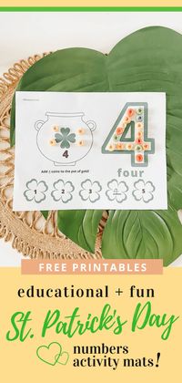 With these Number Activity Mats, kids learn how to build, count, and write numbers. They will also develop great motor skills with this hands-on activity. This activity is perfect for toddlers and preschoolers  #montessori #montessoriactivities  #toddleractivities #preschoolprintables #preschoolactivities #preschoolDIY #toddlerDIY #earlychildhood #montessoritoddleractivities #stpatricksday #stpatricksdaycrafts #indoorplay #indooractivities #learningnumbers #freeprintablesforteachers #busytoddler