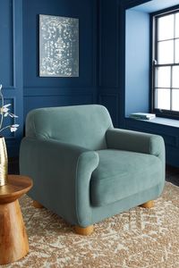 Soft Velvet Slate Teal Blue Jude Accent Chair - Image 4 of 7