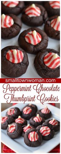 These delectable cuties are a rich peppermint chocolate cookie topped with an adorable peppermint kiss candy.