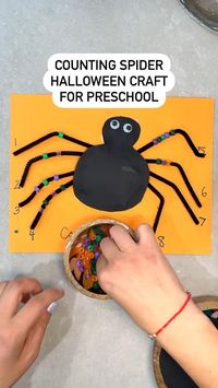 This Halloween practice counting to 8 with this spider craft. Kids will use one to one correspondence to place the right amount of beads on their spider legs! It's adorable so don't forget to save this to try.