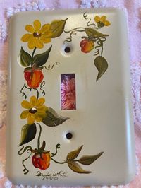 Hand painted strawberries light switch plate. Single