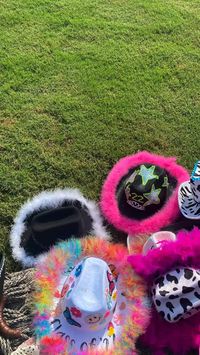 i LOVED doing this with all the girls in the 2022 class! We all got together and decorated them and it was a great way to kick of the new school year!   cowgirl hats, senior year, first day of school, back to school, senior hats, senior crowns, class of 2022, class of 2023, photo inspo, high school pics