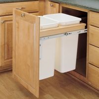 Rev-A-Shelf 4WCTM-2150DM-2, Double 50 Qt. Top Mount Trash Pull-Out, White Slides