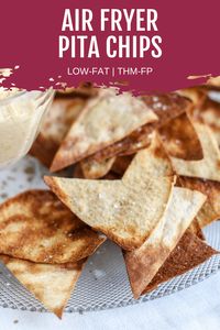 These pita chips are a delicious and easy recipe to make with your air fryer. With just three ingredients, these chips are perfect for snacking on or dipping in your favorite dip. Plus, they're Trim Healthy Mama friendly!