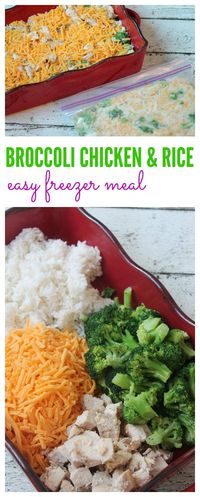 Cheesy Broccoli Chicken & Rice Recipe Freezer Meal!