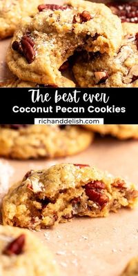 These coconut pecan cookies are made with shredded coconut and chopped pecans, resulting in a crunchy and chewy texture.