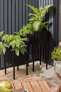 Buy Set of 2 Black Slatted Rubberwood Planter from the Next UK online shop