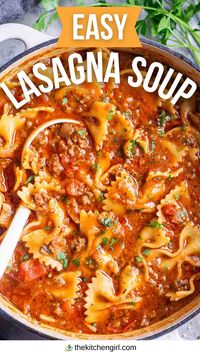 This easy lasagna soup recipe is how you can enjoy lasagna without all the work. There's no layering, just an easy soup recipe that's saucy, cozy, and family-loved!